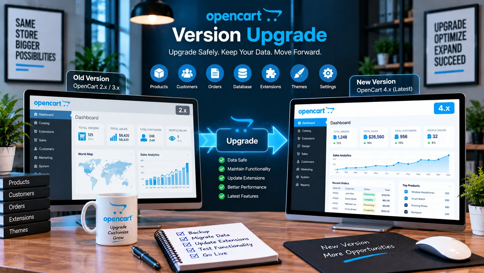 OpenCart version upgrade from old to latest version