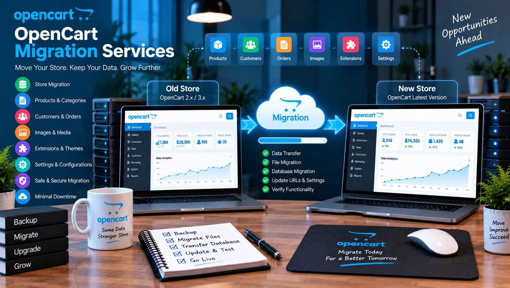 OpenCart website and server migration services